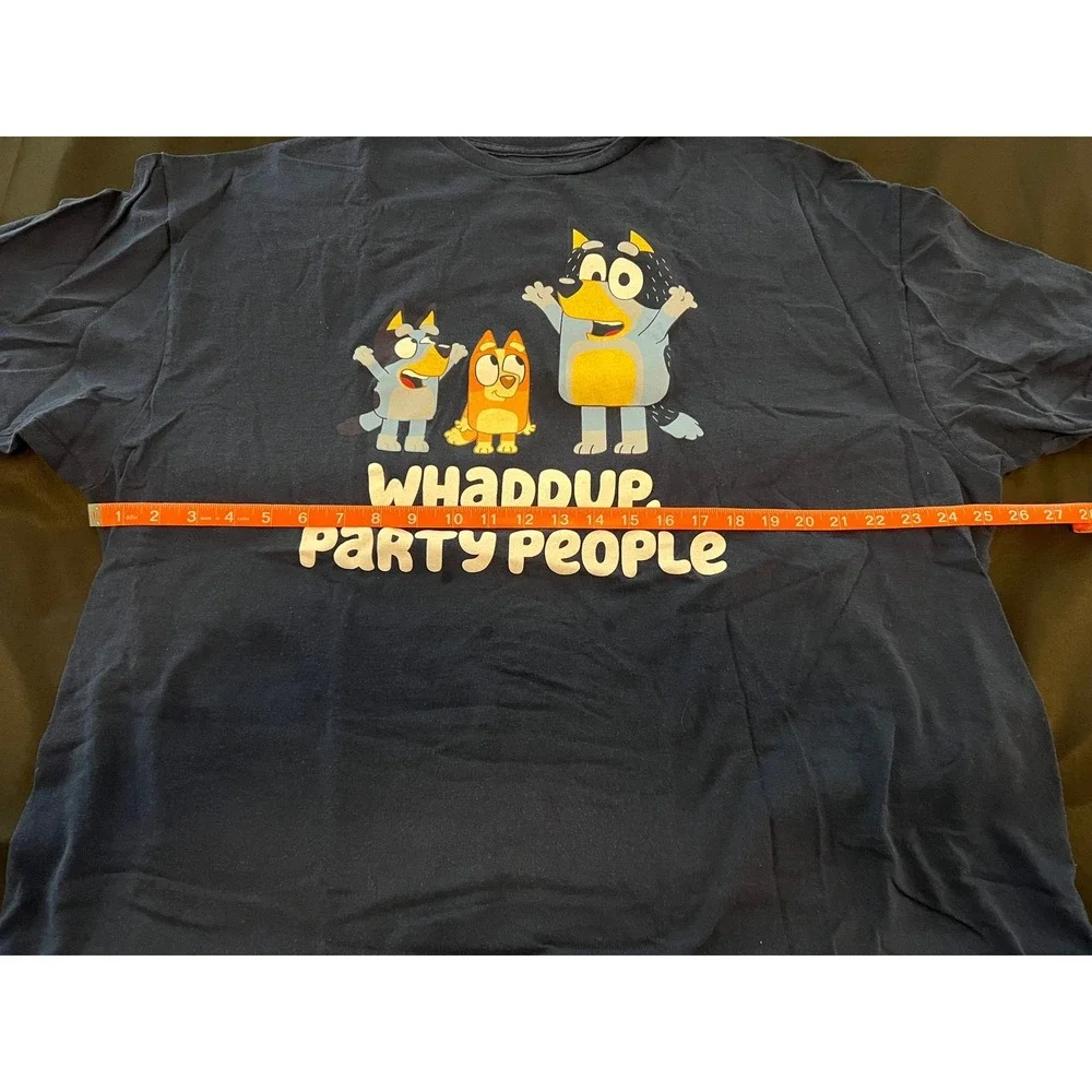Bluey‎ Whaddup Party People Kids Navy Blue Graphic T-Shirt Size 3T Cotton